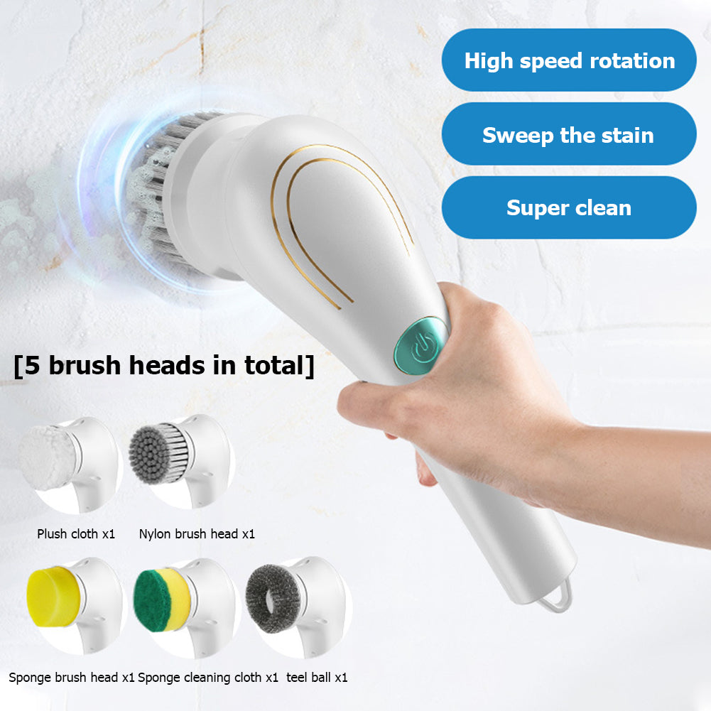 Electric Spin Scrubber – Cordless Cleaning Brush with 5 Heads