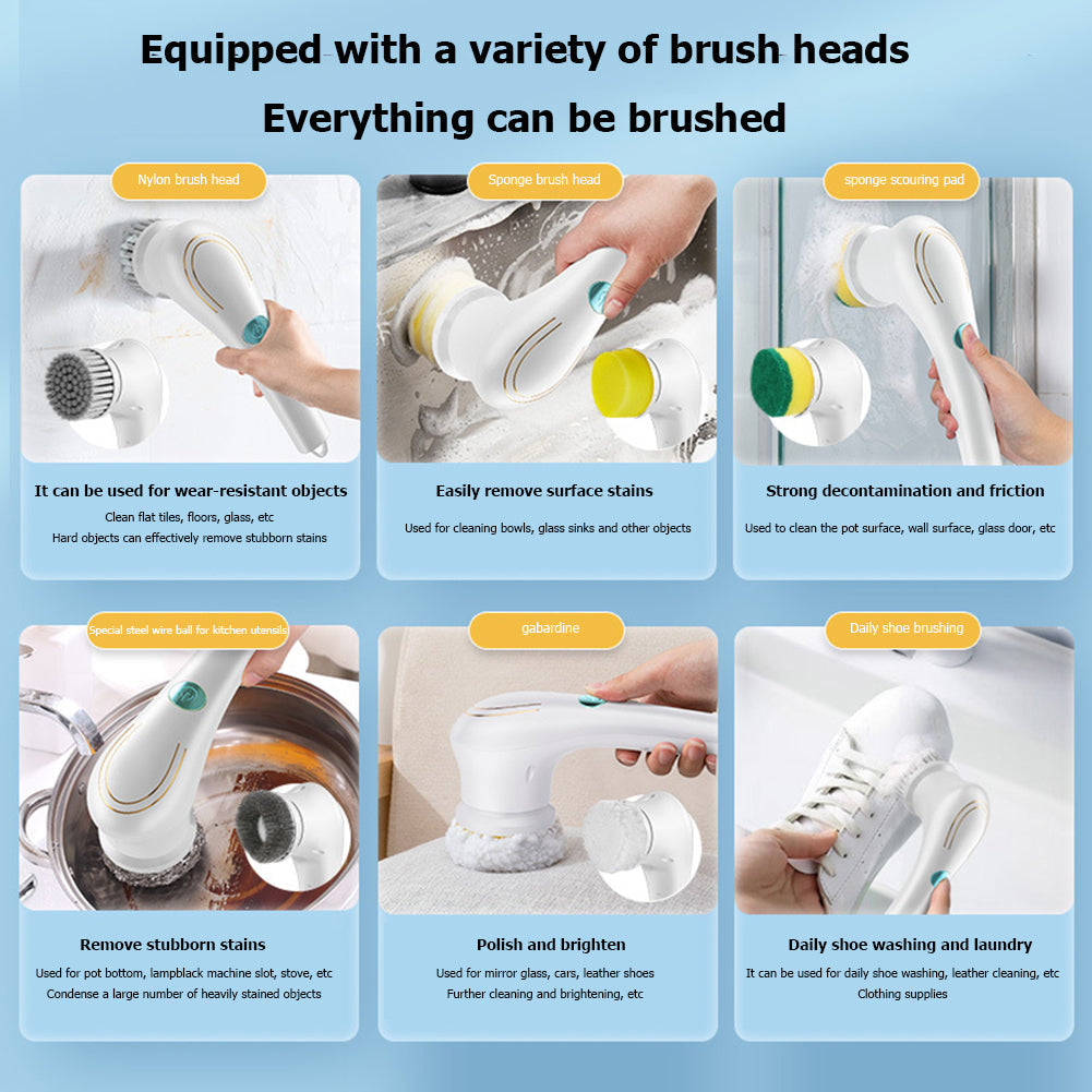 Electric Spin Scrubber – Cordless Cleaning Brush with 5 Heads