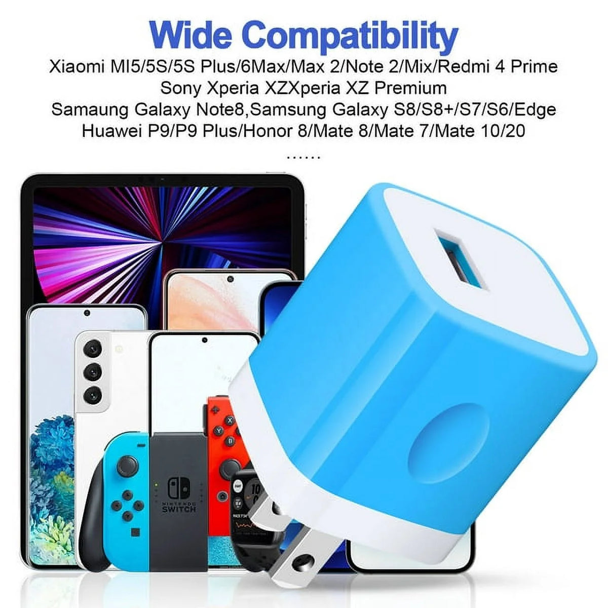 Charging Block,Type C Charger Block Fast Charging  3PCS 1A/5V Usb Wall Charger Block Adapter Plug with 3PCS Type C Charging Cables 6Ft USB C Cable High Speed Android Charger Phone Cords Type C